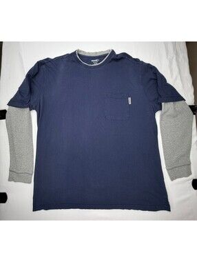 Wolverine Men's Miter II T-Shirt Waffle-Knit Sleeve Pockets Size XXL Blue Grey